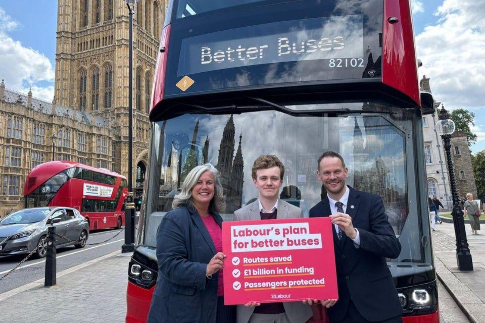 Sam Carling with Transport Secretary Heidi Alexander and Minister Simon Lightwood